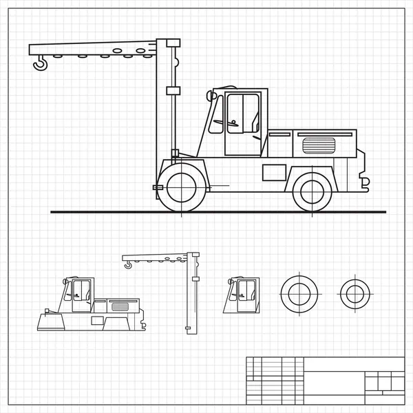 Lyft lastbil blueprint — Stock vektor