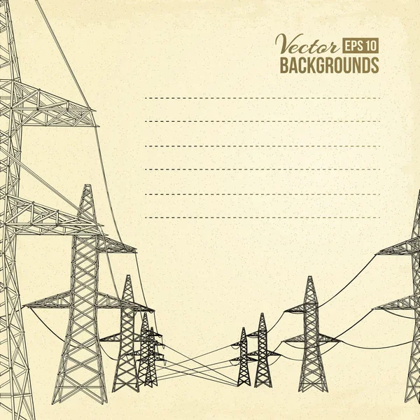 Hoogspanningsleidingen. — Stockvector