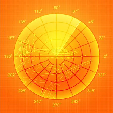 Orange radar screen. clipart