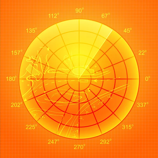 Orange radar screen. — Stock Vector