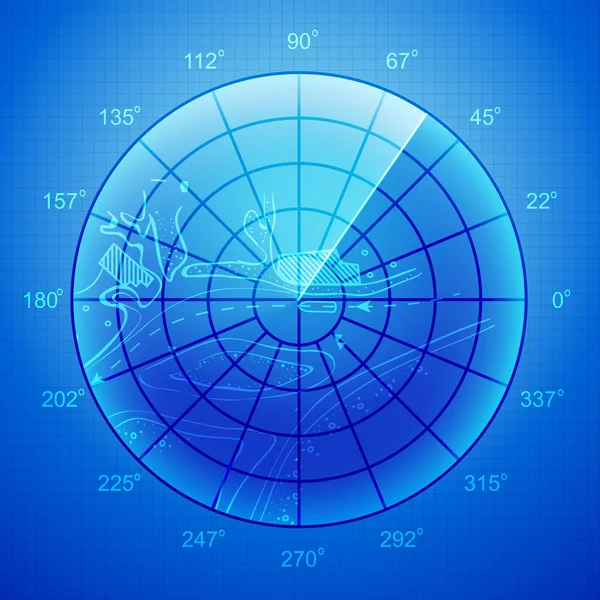 Écran radar bleu . — Image vectorielle