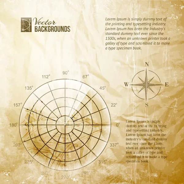 Vintage radarscherm — Stockvector