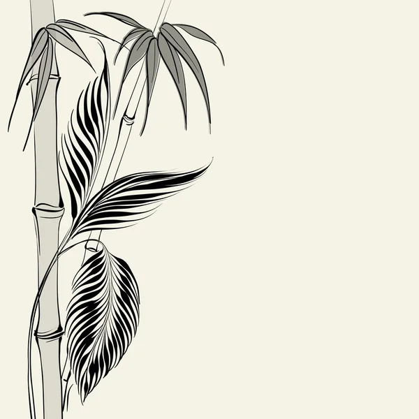 Palmiye ağacı üzerinde bambu ormanı. — Stok Vektör