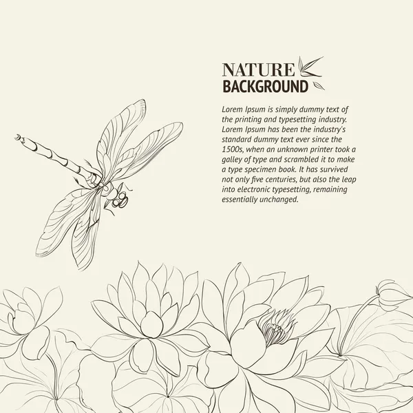 Lotusbloem en dragonfly — Stockvector