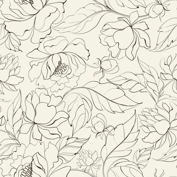 Seamless floral pattern with Peony. — Stock Vector