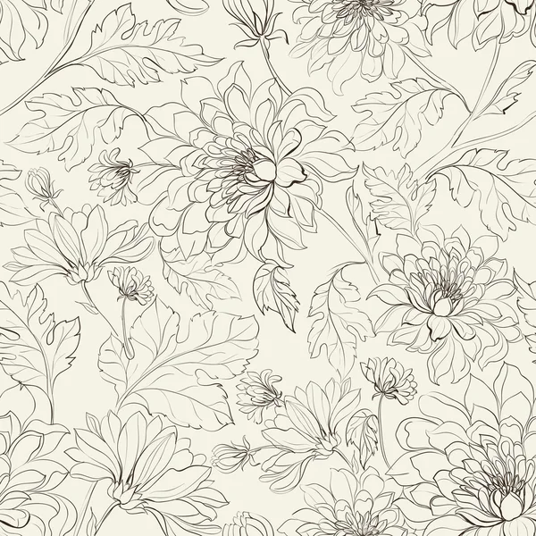 Nahtloses Blumenmuster mit Chrysanthemen — Stockvektor