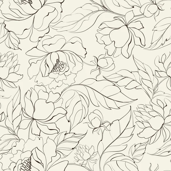 Motif floral sans couture avec pivoine . — Image vectorielle