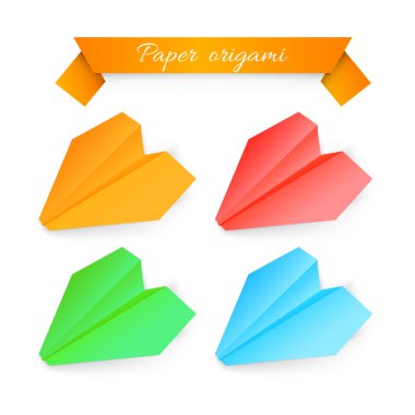 Kağıt uçak origamisi. Vektör illüstrasyonu