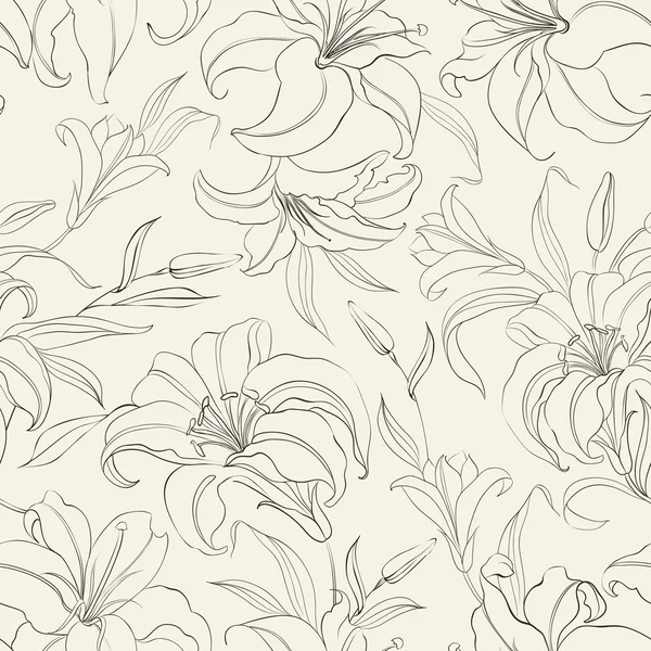 Seamless pattern with blooming lilies — Stock Vector