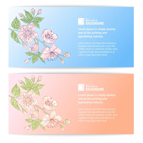 Dwa banery sakura — Wektor stockowy