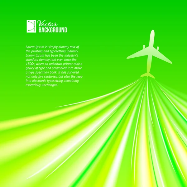Illustrazione di aeroplano intorno al verde . — Vettoriale Stock