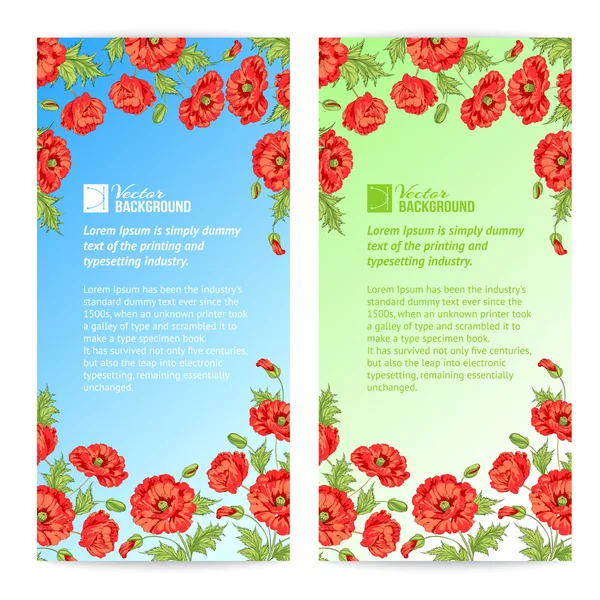 Banner de amapolas estilizadas — Vector de stock