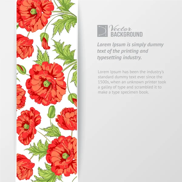 Background with red poppies. — Stock Vector