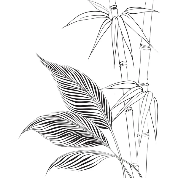 Пальма над бамбуковым лесом . — стоковый вектор