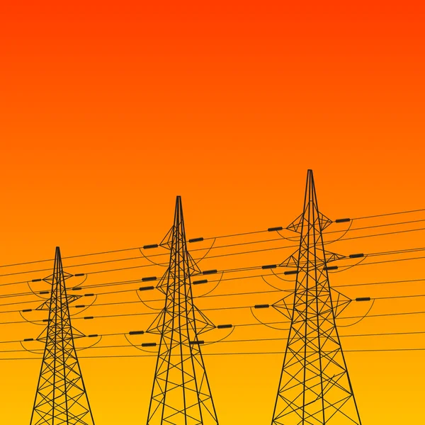 Electric pylon at sunset — Stock Vector