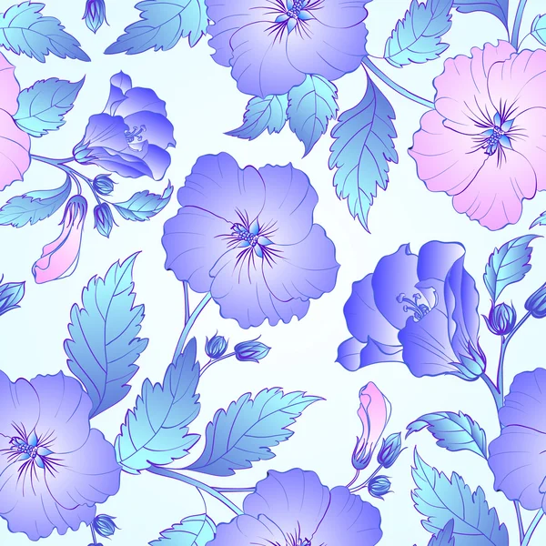 Naadloze patroon met hibiscus. — Stockvector