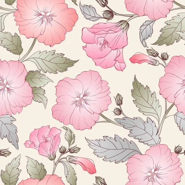 Sømløst mønster med hibiskus . – stockvektor