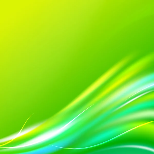 Shiny wave abstract background. Green color — Stock Vector