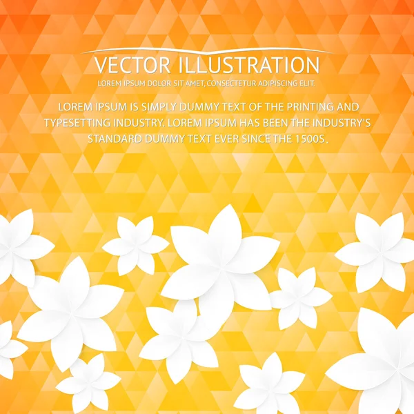 Carte postale fleurs en papier orange . — Image vectorielle