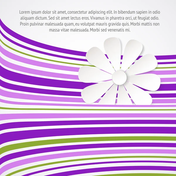 Witte bloem op violet golven. — Stockvector