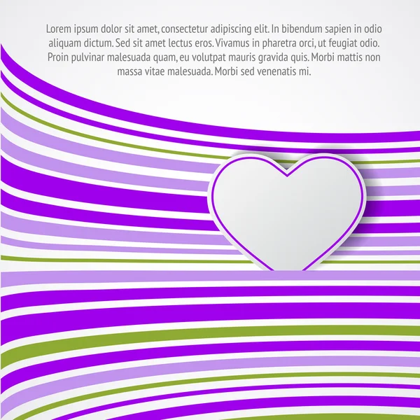 Corazón blanco en ondas violetas . — Archivo Imágenes Vectoriales
