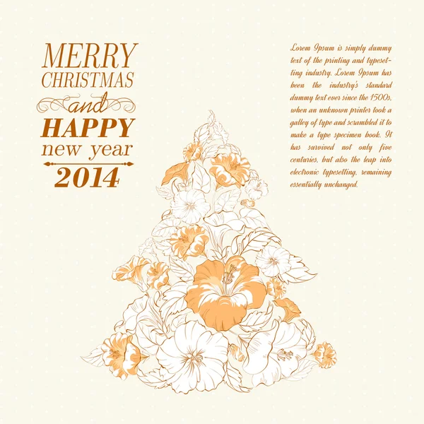 Chrismas fir tree van bloemen. — Stockvector