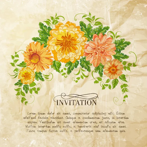 Chrysant garland. — Stockvector