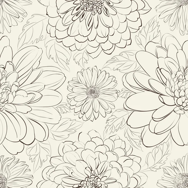 Chrysanthème Floral Sans couture — Image vectorielle