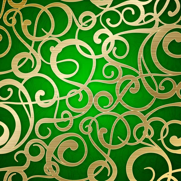 Padrão abstrato dourado em fundo verde . — Vetor de Stock