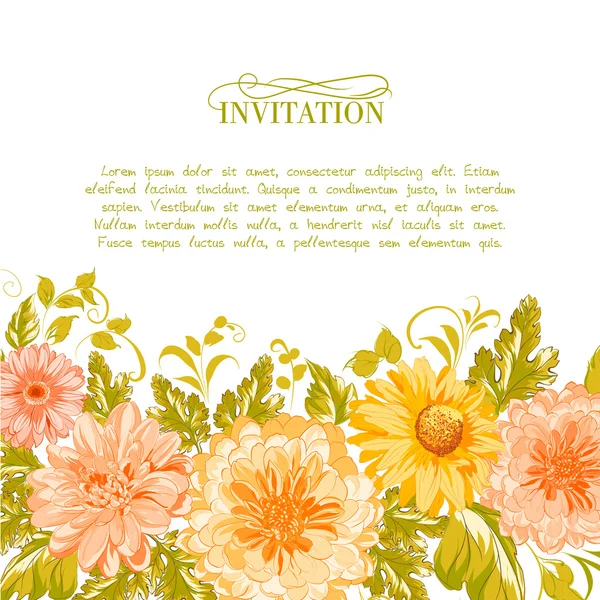 Inbjudningskort med blommor. — Stock vektor