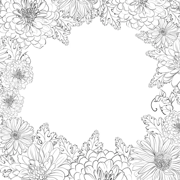 Frame of beautiful chrystant flowers. — Stock Vector
