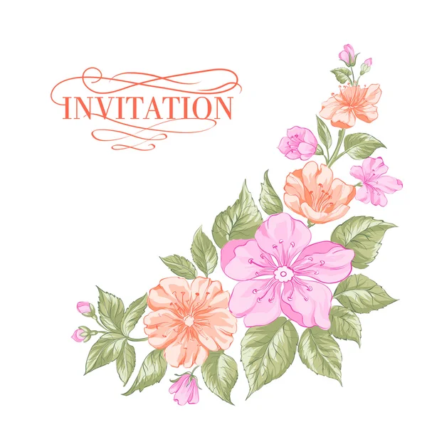 Carte d'invitation de vacances Sakura. — 图库矢量图片