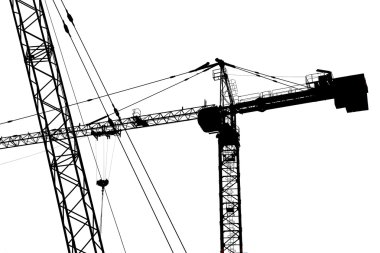 Beyaz arka plan üzerinde izole bina vinç