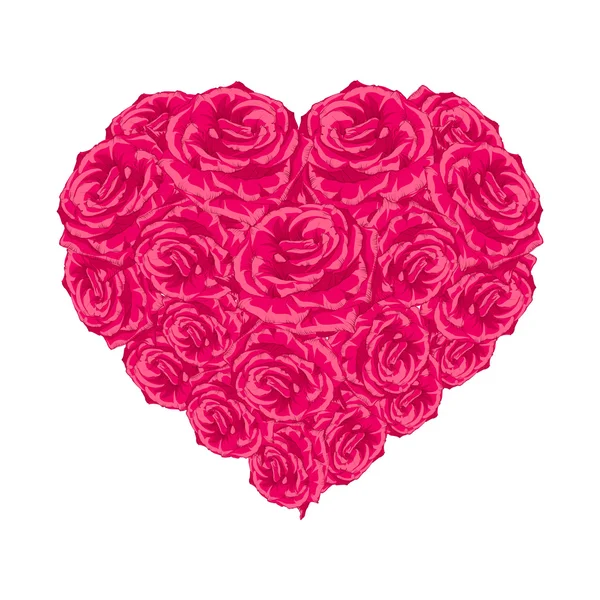 Corazón de rosa sobre blanco . — Vector de stock