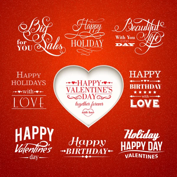 Set of valentine's and wedding typography. — Stock Vector