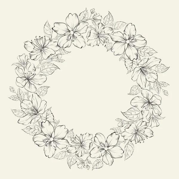 Couronne florale - conception de mariage — Image vectorielle