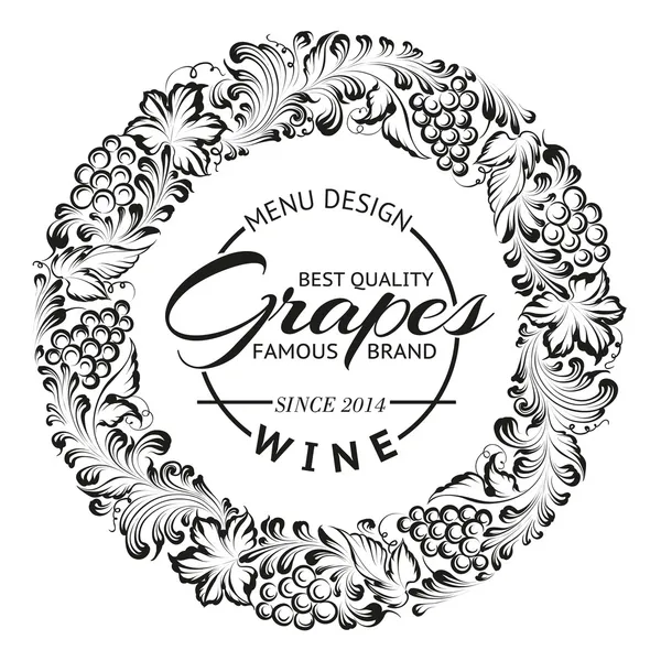 Design de uvas para menu de vinho . — Vetor de Stock