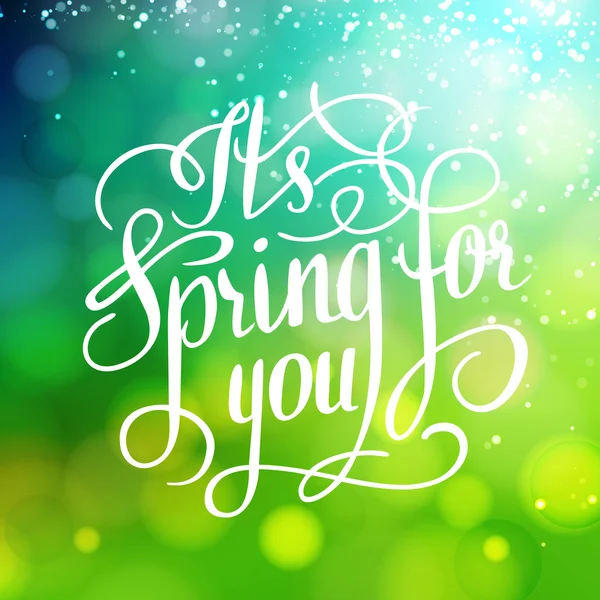 Spring for you. Lettering text. Abstract background. Typographic design. — Stock Vector