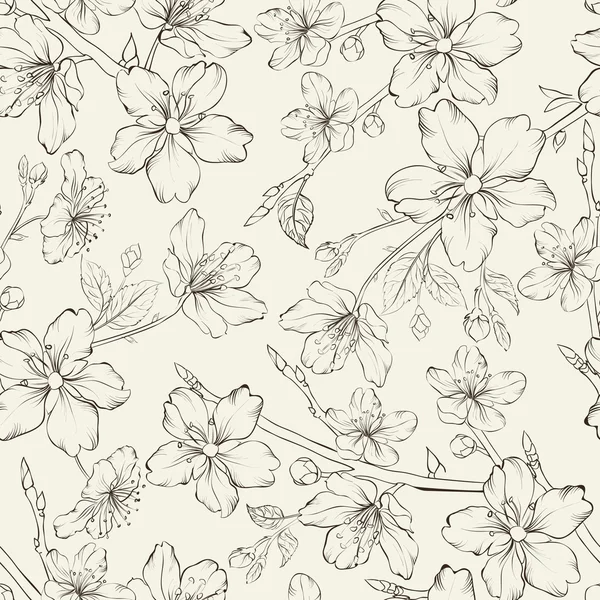 Patrón sin costura de flor de cerezo . — Archivo Imágenes Vectoriales