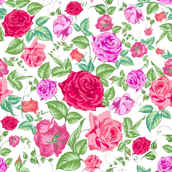 Rozen, floral achtergrond, naadloze patroon. — Stockvector