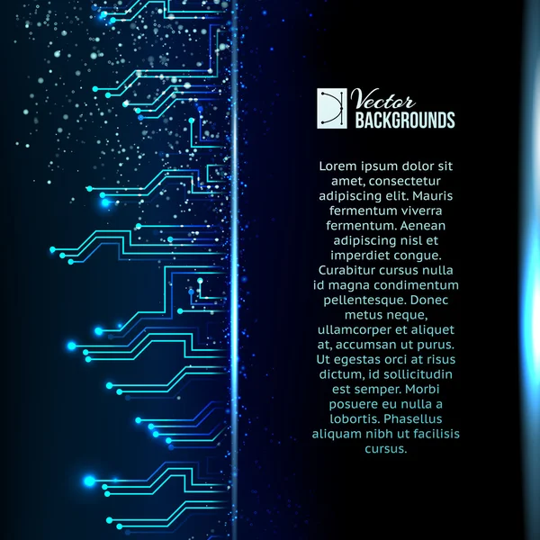 Circuit achtergrond met lichteffect. — Stockvector