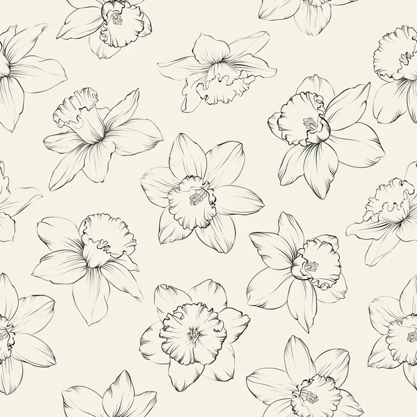 Patrón sin costura con flores narciso . — Archivo Imágenes Vectoriales