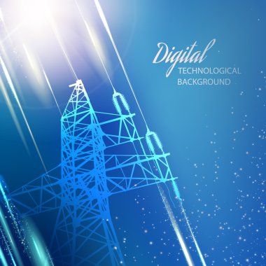 Torre de transmissão de energia elétrica azul.
