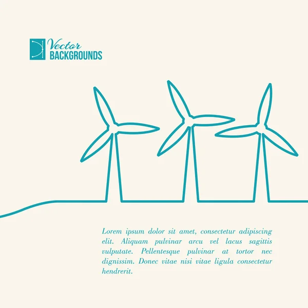 Вітрові турбіни, що виробляють електроенергію . — стоковий вектор