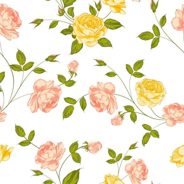 Roses, floral background, seamless pattern. — Stock Vector