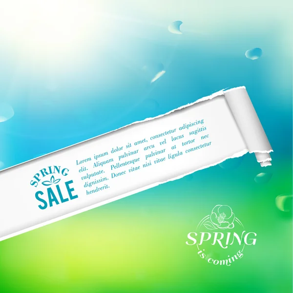 Spring sale background with text on paper — Stock Vector