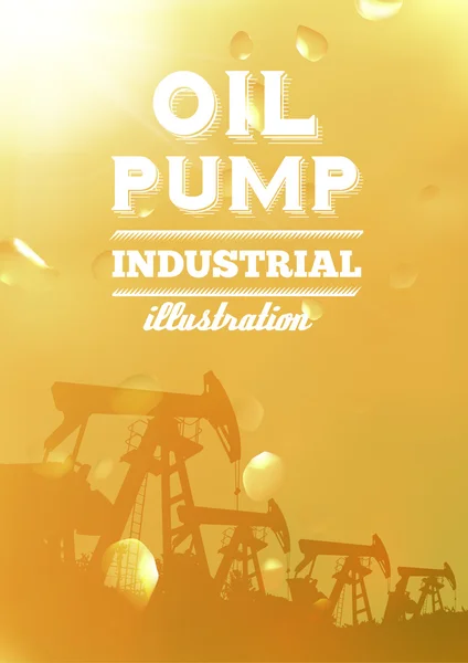 Olja pump jack silhuett design. — Stock vektor