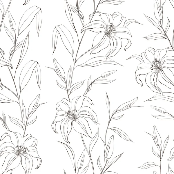 Λουλουδάτο μοτίβο άνευ ραφής με λουλούδια κρίνο απαλή. — Διανυσματικό Αρχείο