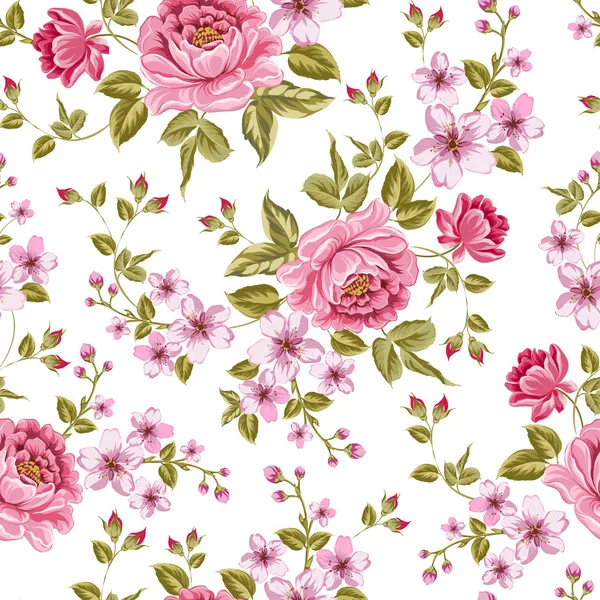 Modèle de pivoine de couleur luxueuse . — Image vectorielle