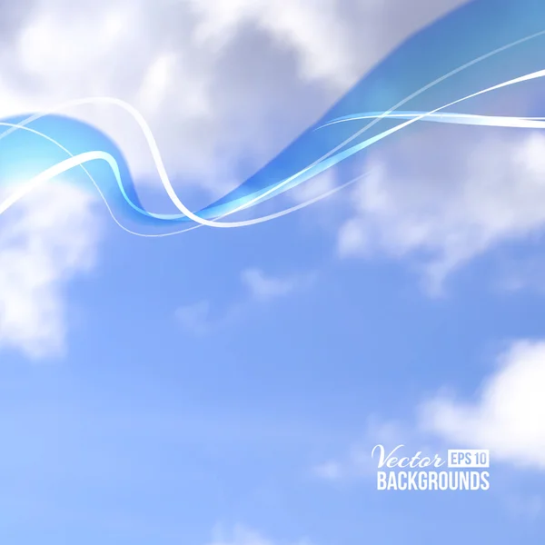 Ligne blanche au-dessus des nuages dans le ciel bleu . — Image vectorielle